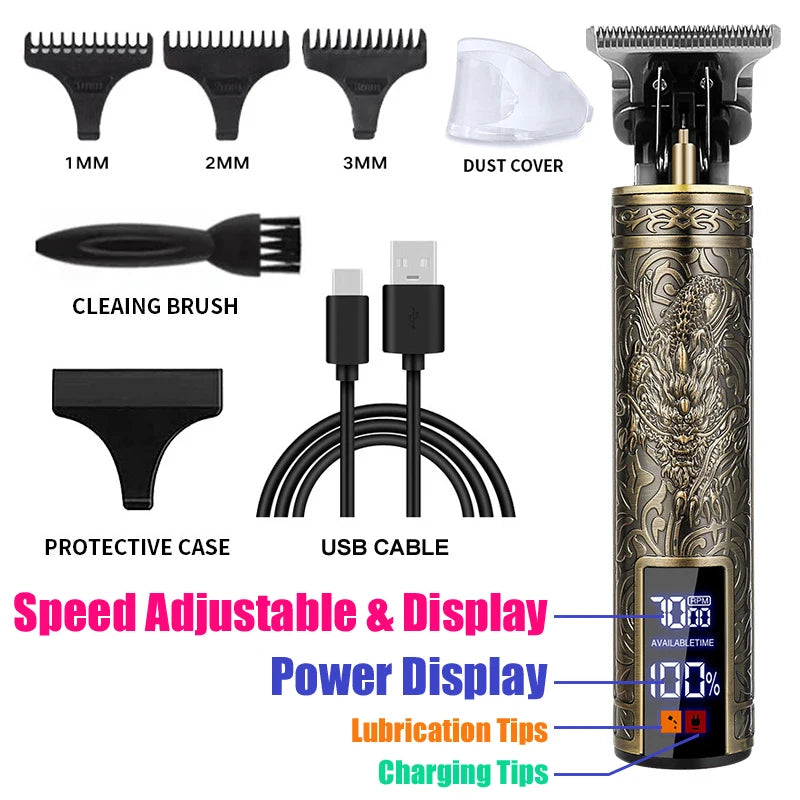 Vintage T9 Hair Clipper Beard Shaving Body Hair Trimmer Clippers Electric Men Haircut Machine 0mm Barber Shaver