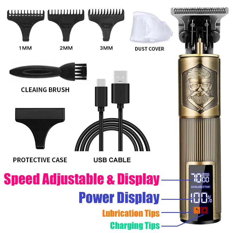 Vintage T9 Hair Clipper Beard Shaving Body Hair Trimmer Clippers Electric Men Haircut Machine 0mm Barber Shaver