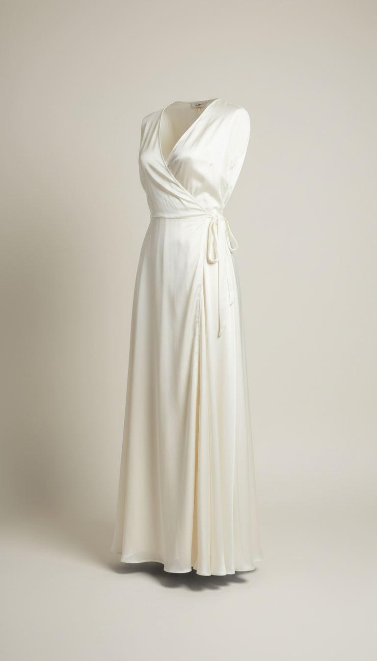 Silk Wrap Dress in Ivory Veil