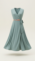 Aqua Slate Wrap Midi Dress