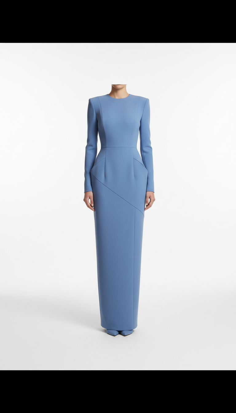 Powdered Blue Architectural Sheath Dress