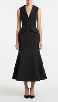 Graphite Black Structured Fit-and-Flare Dress