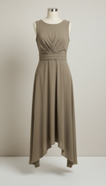 Crepe Cocktail Dress in Olive Taupe