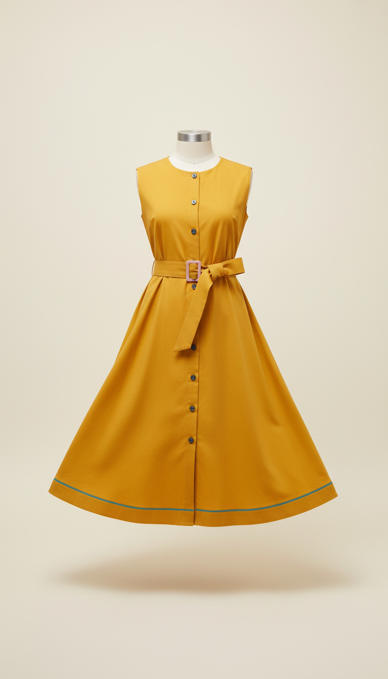 Marigold Belted A-Line Dress