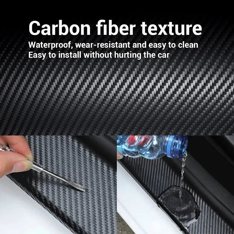 1-5m Nano Carbon Fiber Car Tape Sticker Door Mirror Paste Protector Strip DIY Protection Protective Film Waterproof Adhesive