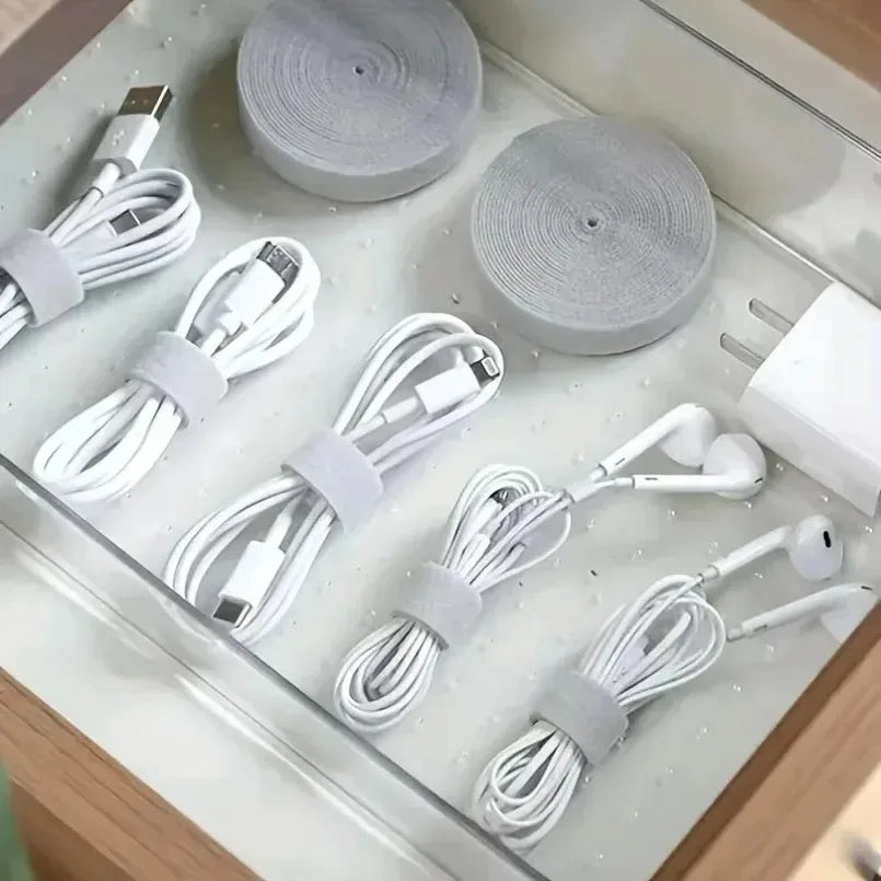 Cable Organizer for Cable Management: 1/5M Wire Winder Tape for Earphones, Mouse Cords, and Device Cables (iPhone, Xiaomi, Samsu