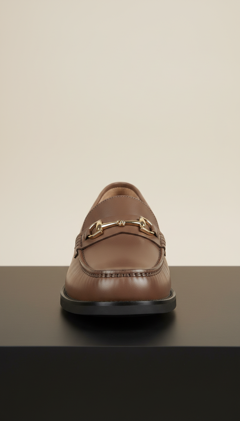 Loafer in taupe leather